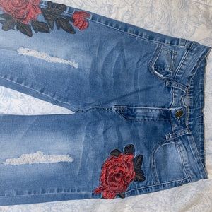 Denim High Waisted Destroyed Jeans